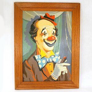 1960s Circus Clown Portrait, PBN, “Funny Fellas” by Craft Master, Framed Art